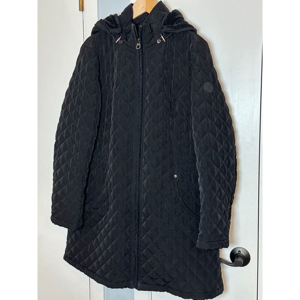 GC Laundry by Shelli Segal Los Angeles Black Quilted Coat Women 1X